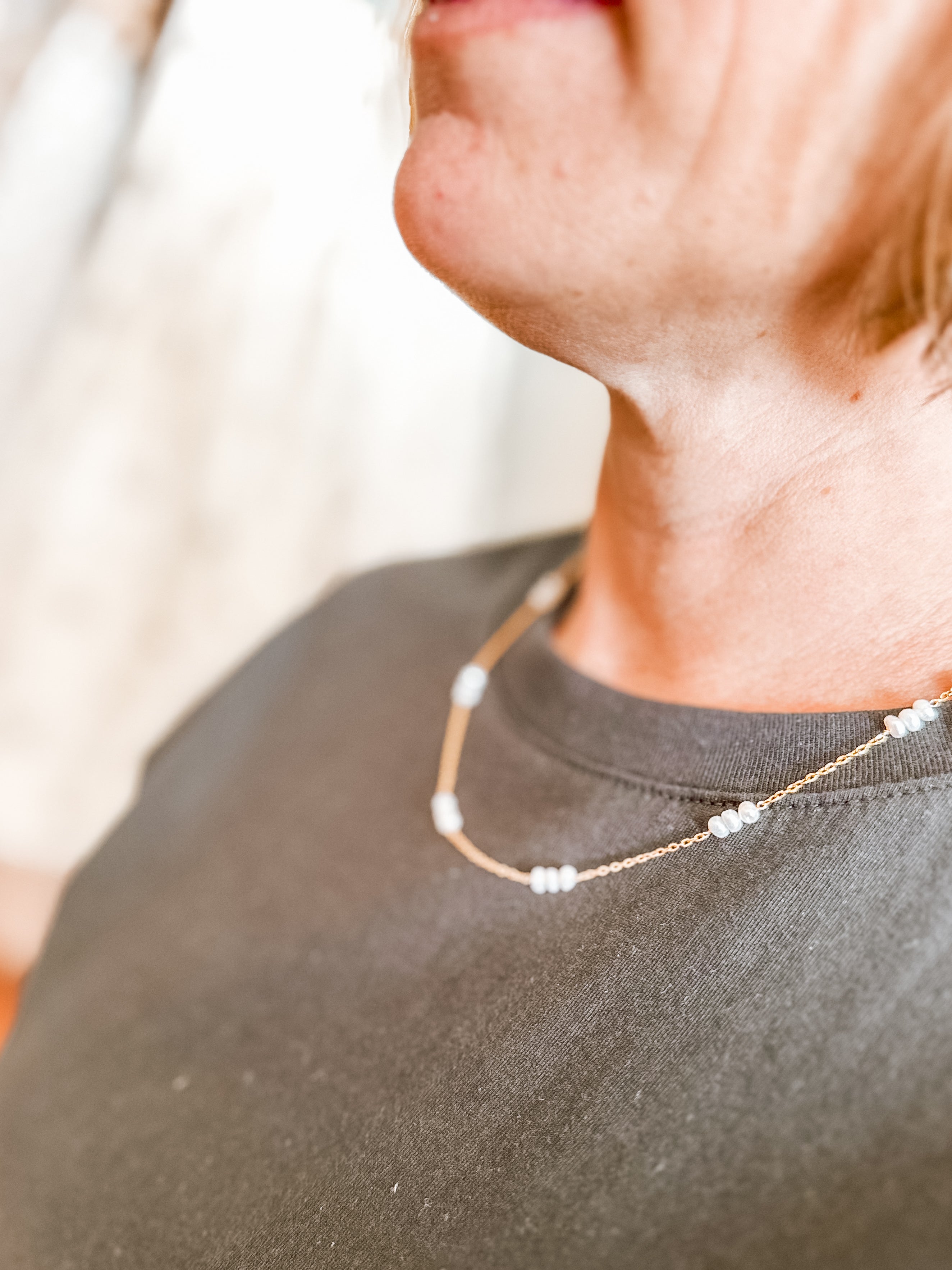 Yellow Gold & Peral 18K Non-Tarnish Petite Pearl Chokers