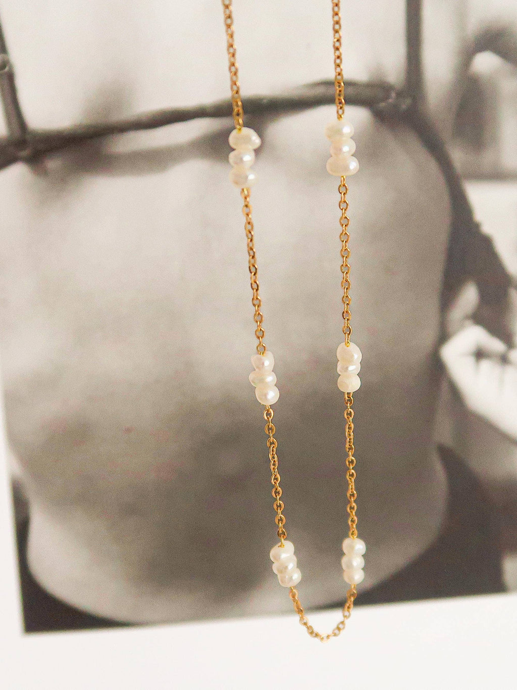 Yellow Gold & Peral 18K Non-Tarnish Petite Pearl Chokers