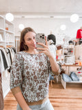 Dusty Blue Floral Patterned Top