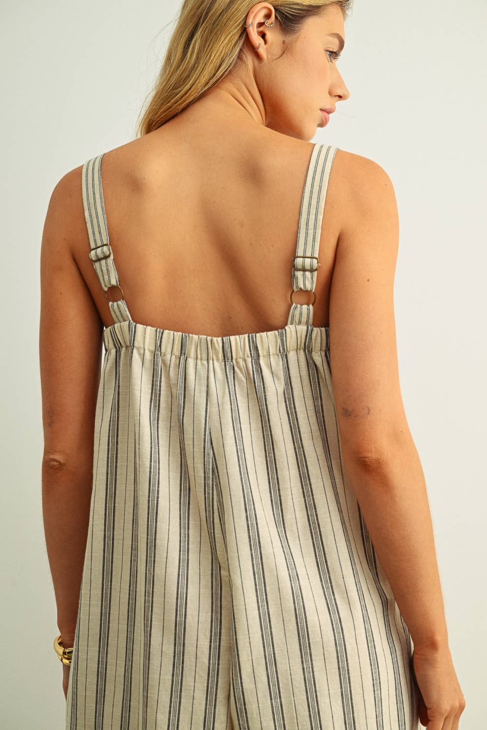 Oatmeal & Black Stripe Jumpsuit