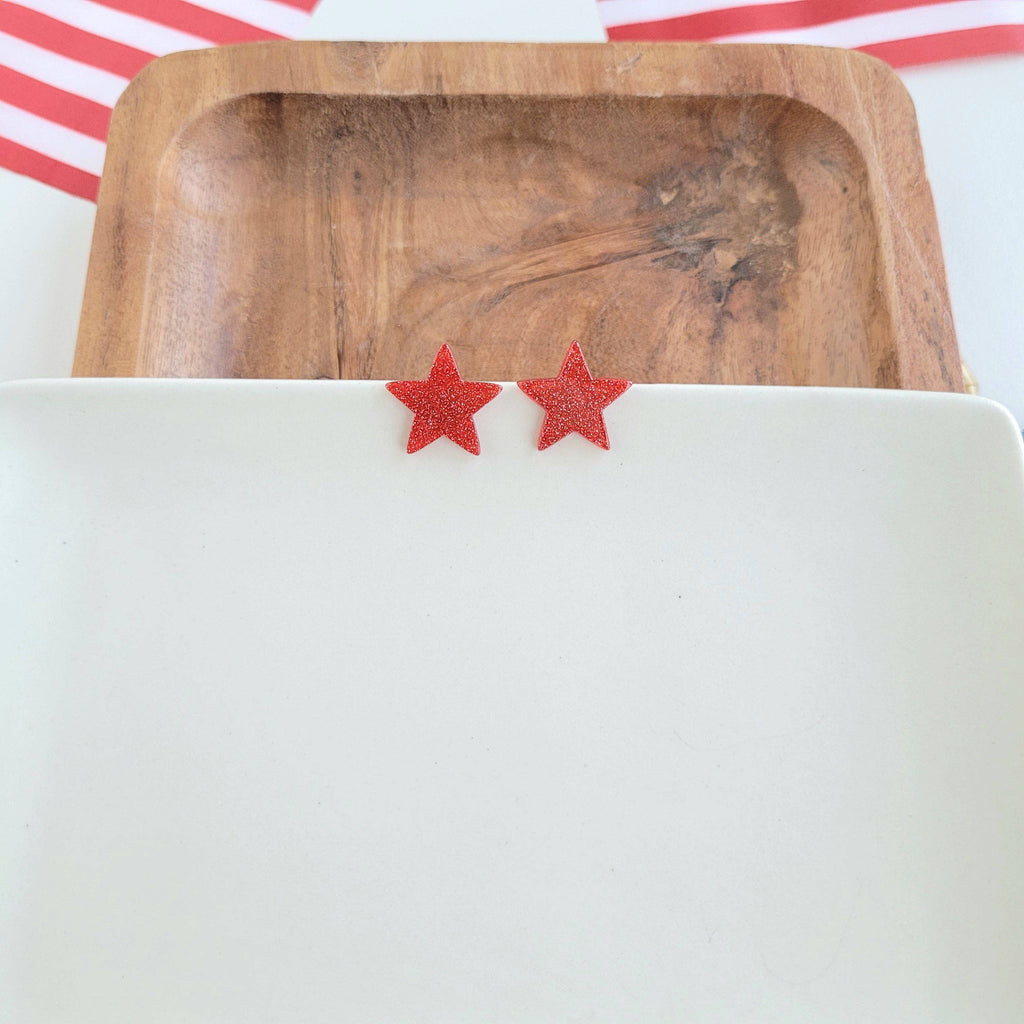 Red Liberty Star Studs