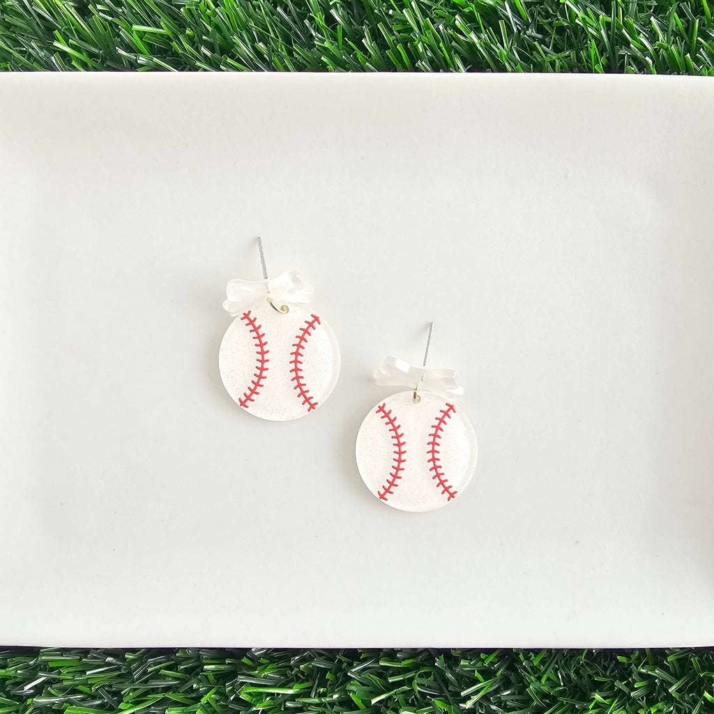 Bow Baseball Earrings