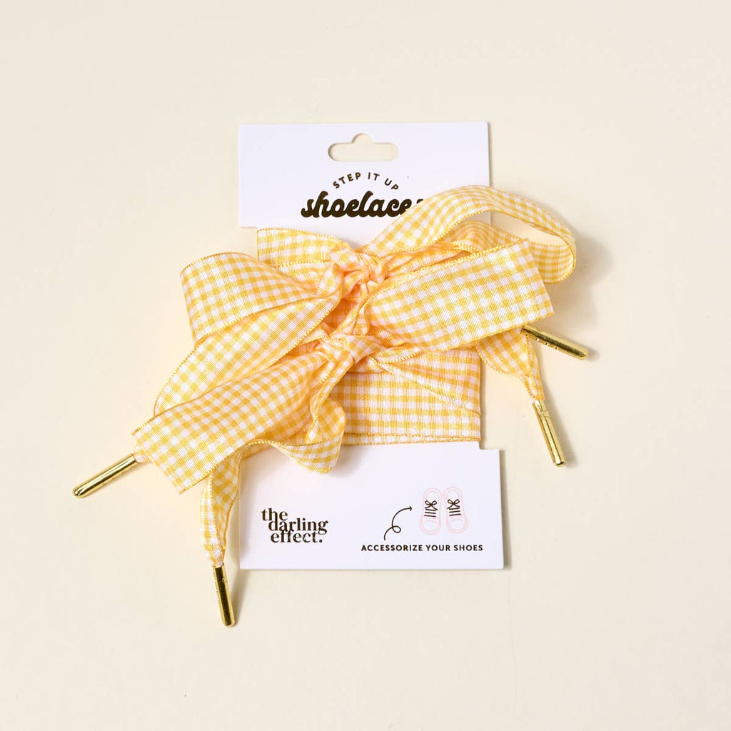 Gingham Yellow Step It Up Shoelaces
