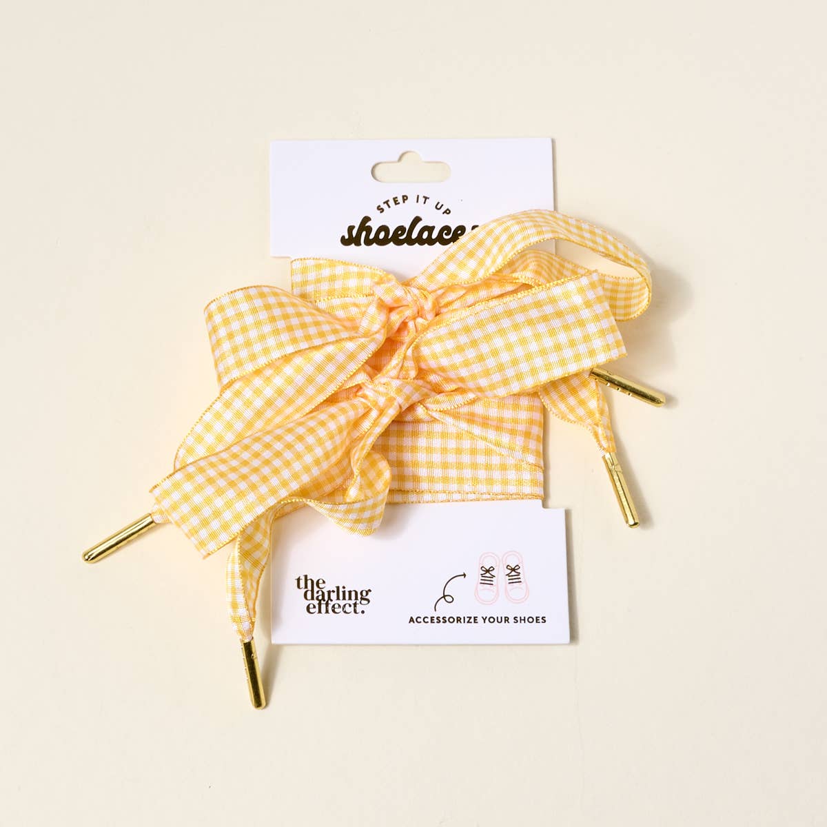 Gingham Yellow Step It Up Shoelaces