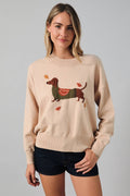Light Taupe Fall Dog Graphic Sweater