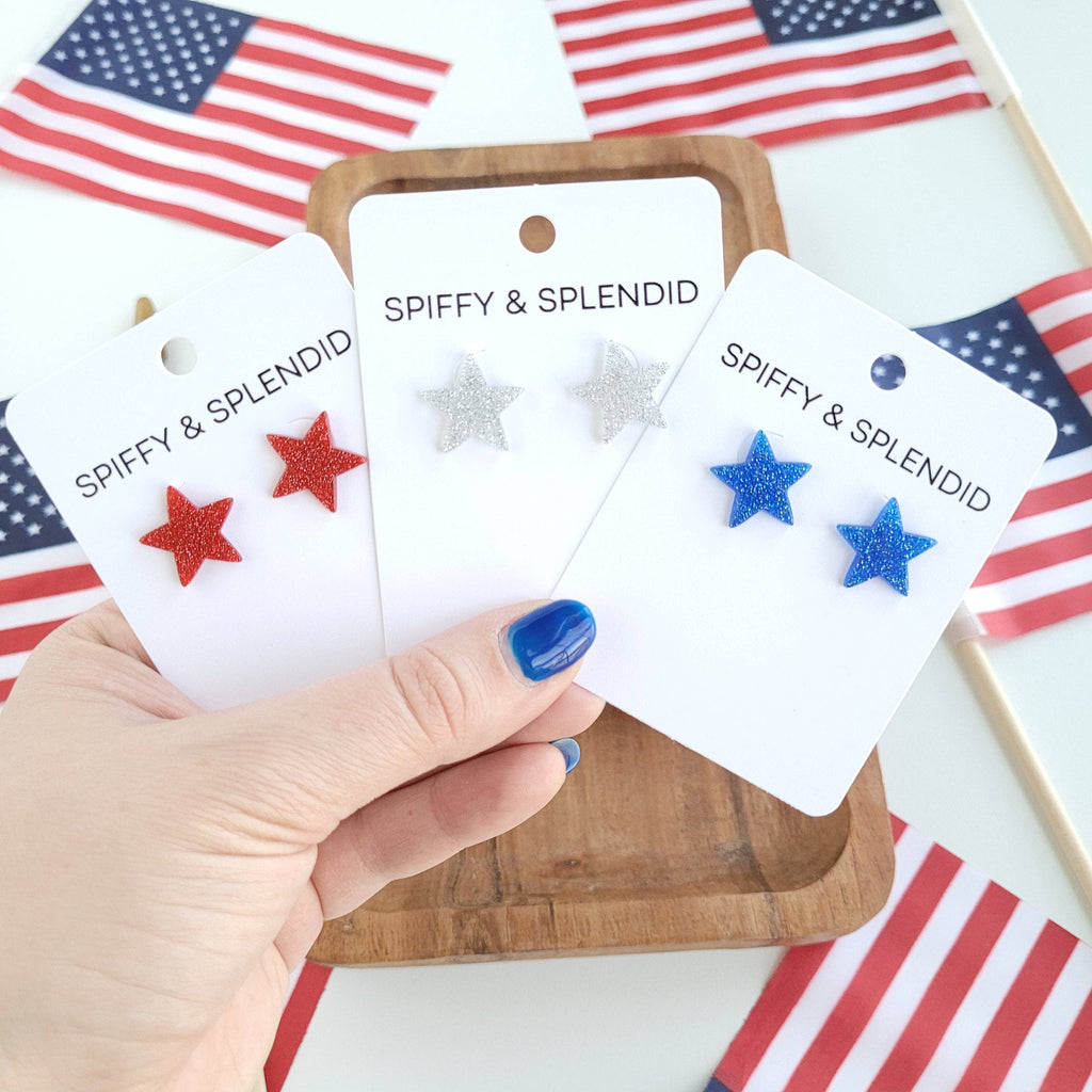 Red Liberty Star Studs