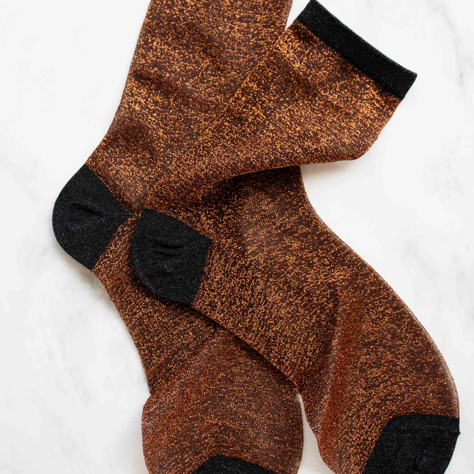 Rust & Black Women's Two Tone Glitters Socks