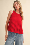 Poppy Red Sleeveless Knit Tank