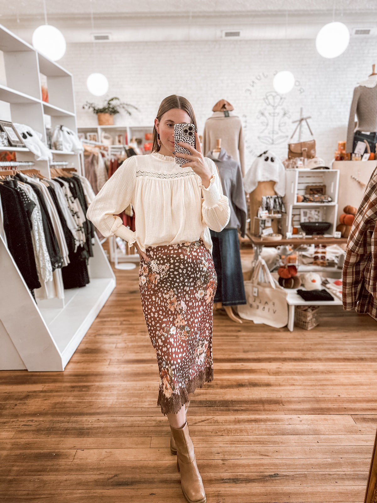 Animal Print Satin Skirt