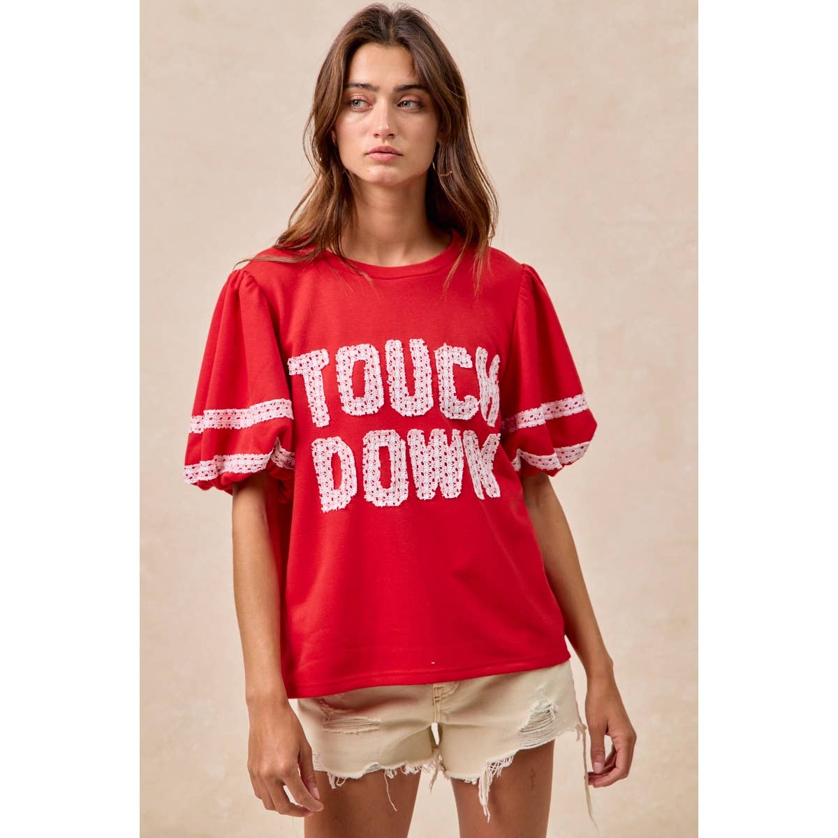 Red Touch Down Patchwork Top