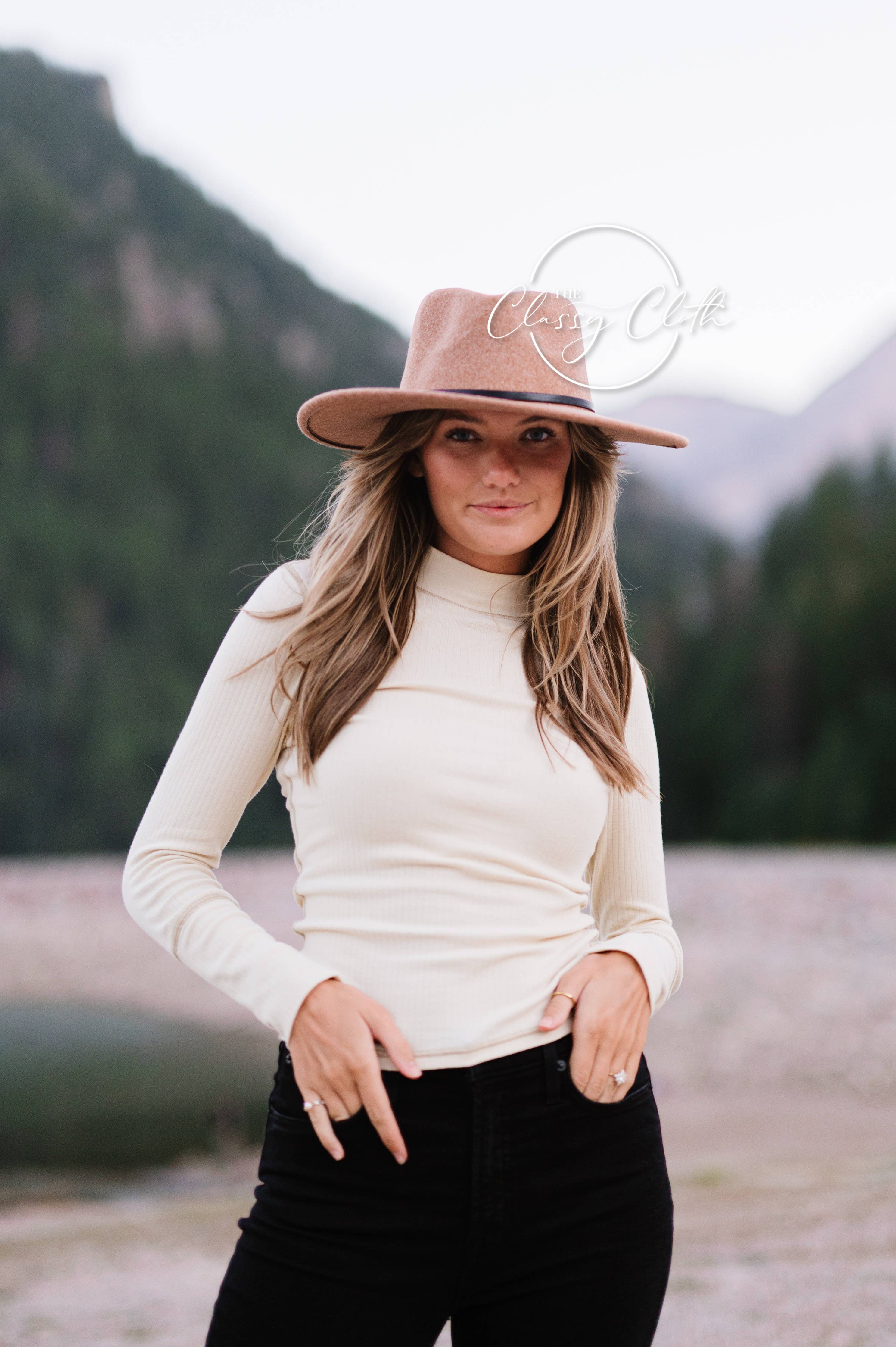 Camel Wool Blend Wide Brim Western Hat