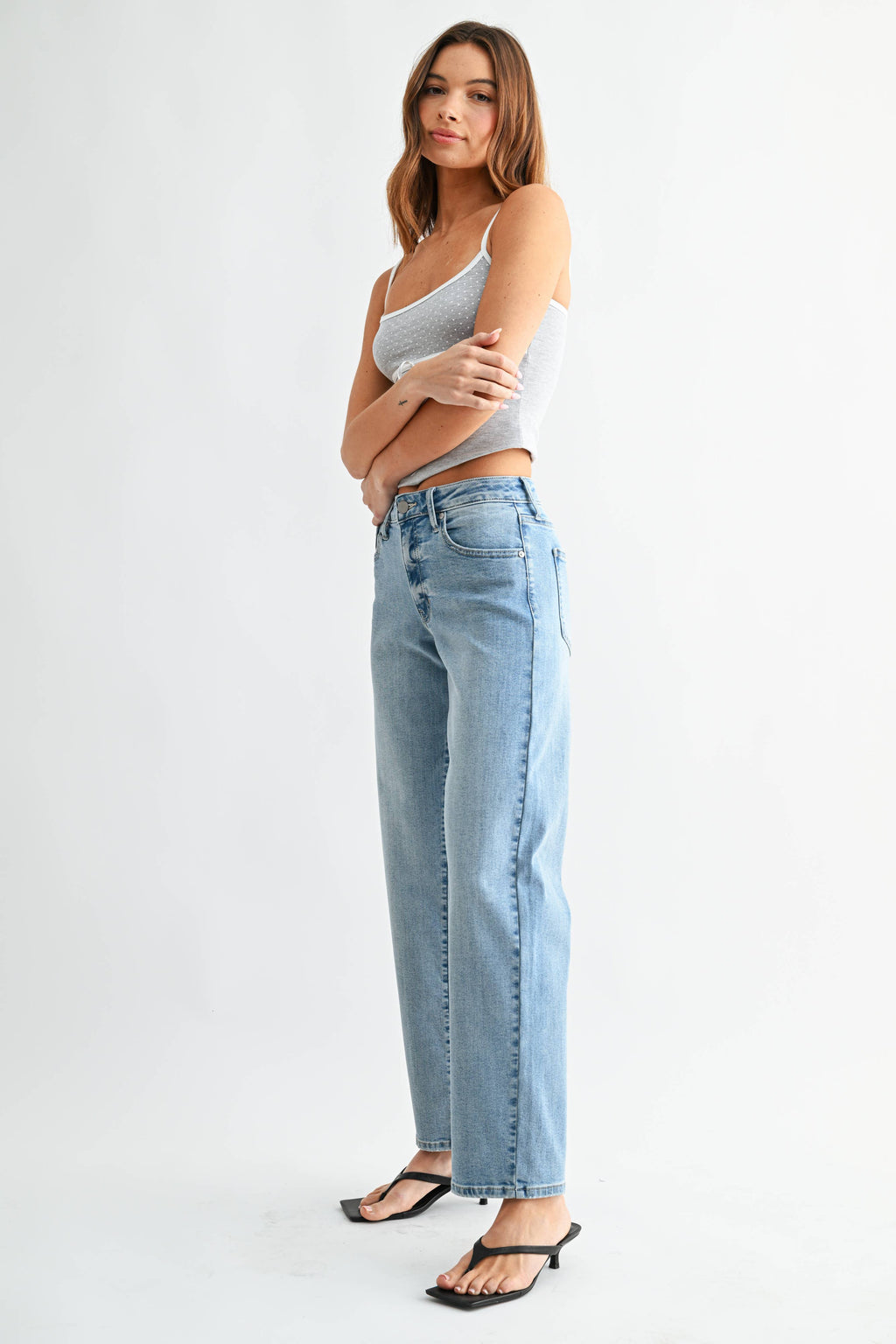 Light Denim Bowed Straight Leg Jean