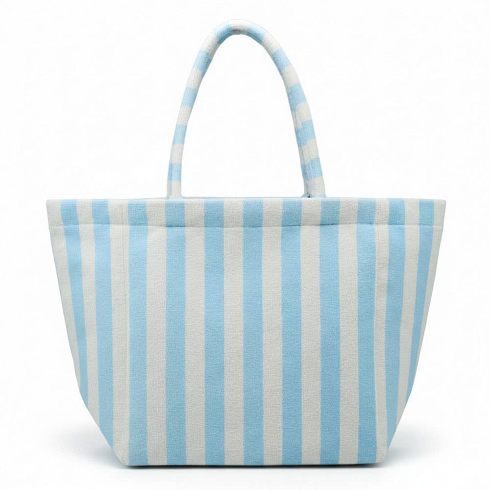 Blue Striped Terry Tote Bag