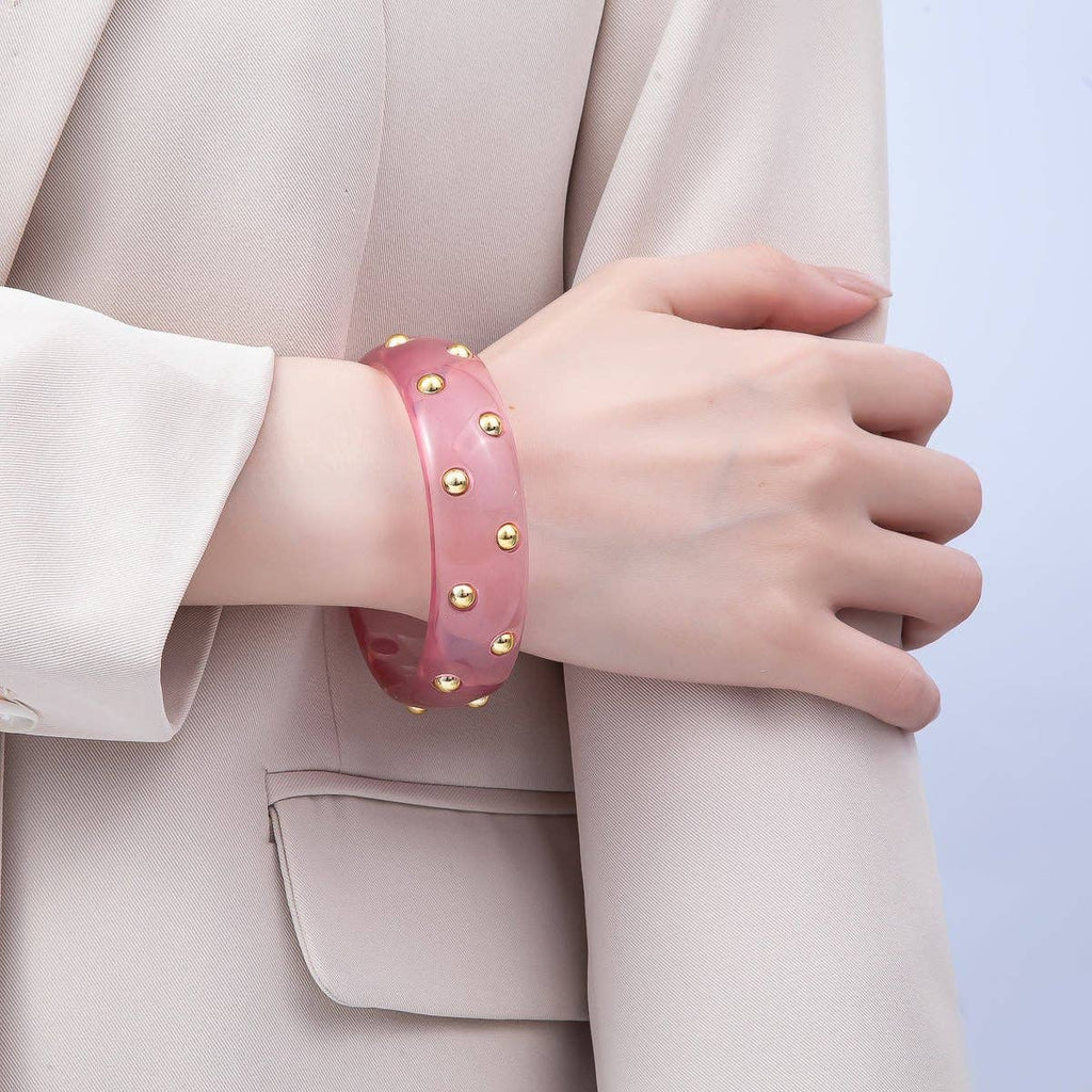 Pink Dotted Acrylic Bangle Bracelet