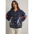 Navy Sailboat Sweater Cardigan