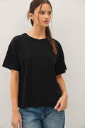 Black Boxy Crop Tee