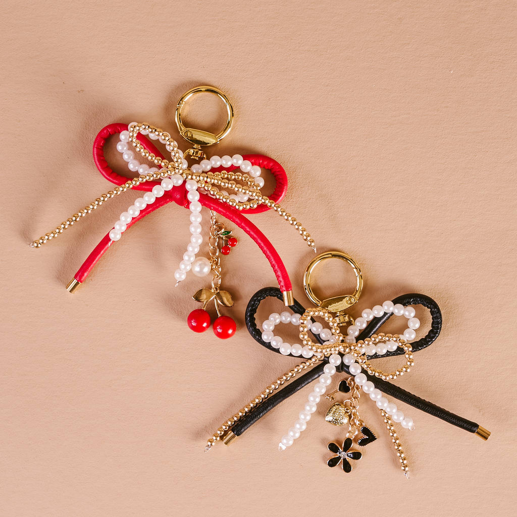 Cherry Bliss Layered Bows Bag Charm