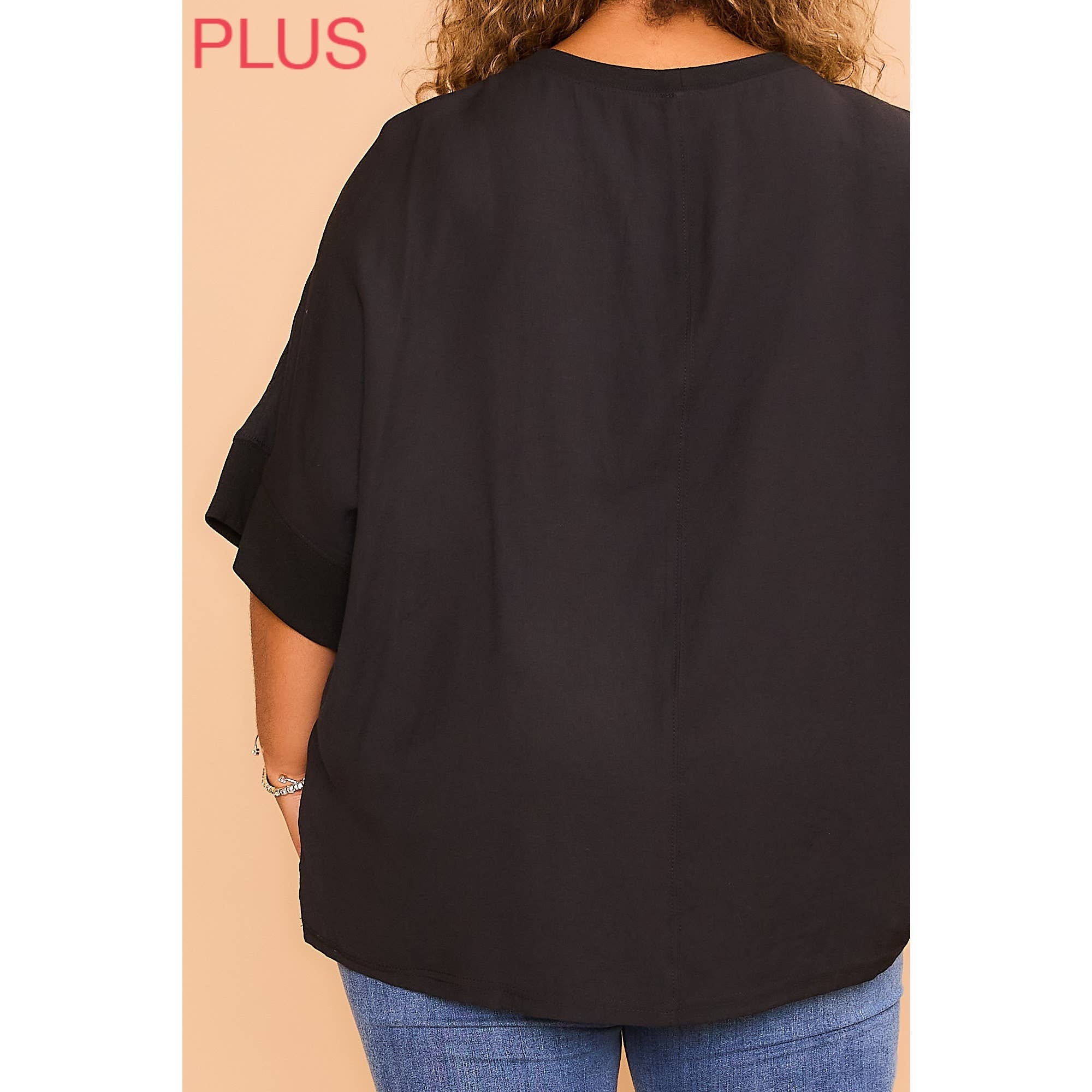 Plus Black Dolman Sleeve Top