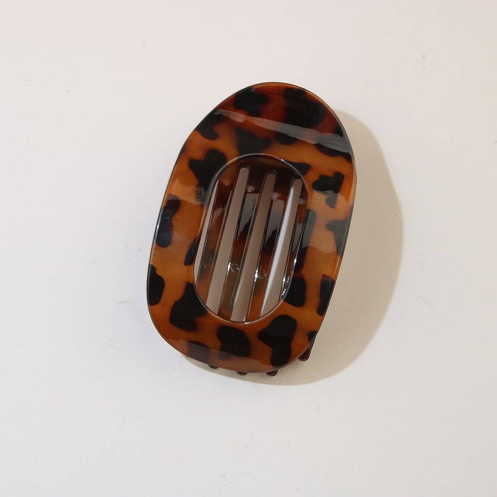 Leopard Oval Flat Hair Clip for Women