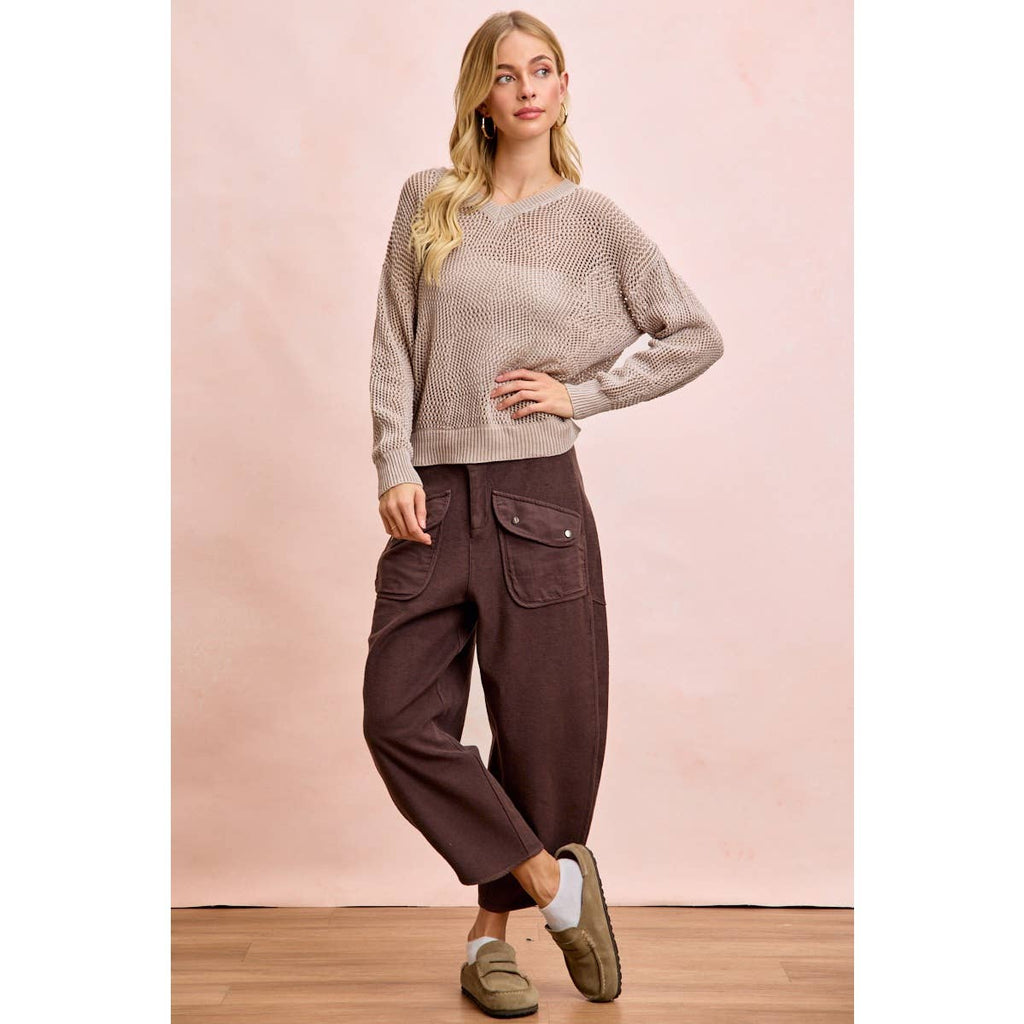 Vintage Mocha Washed Terry Pant