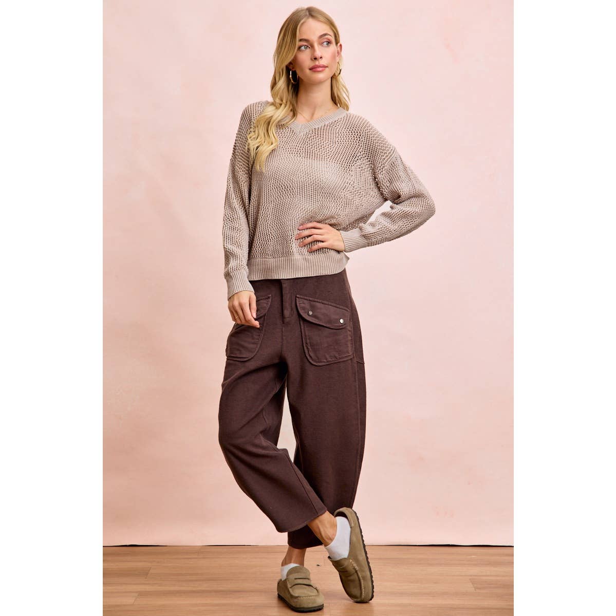 Vintage Mocha Washed Terry Pant