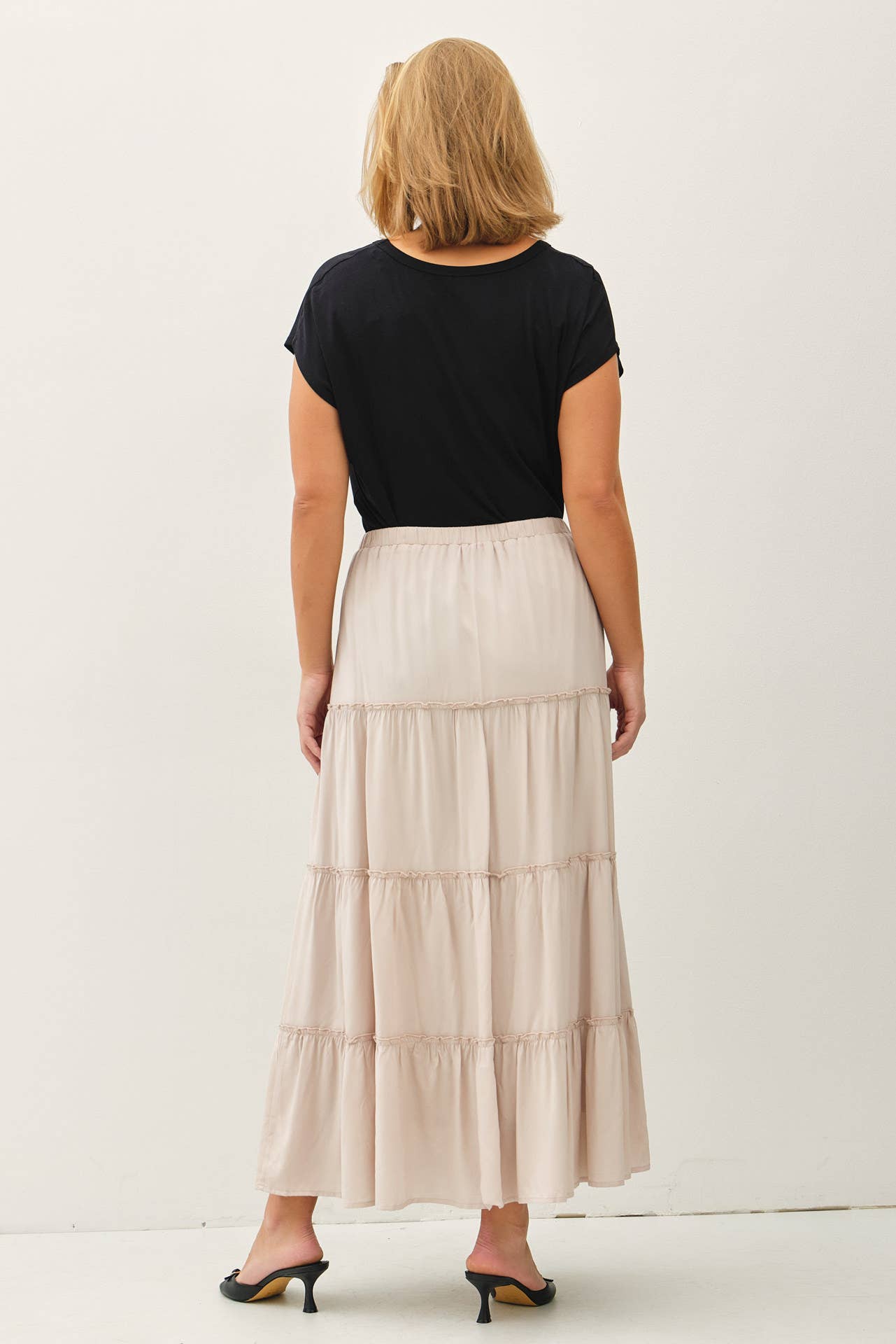 Plus Stone Tiered Maxi Skirt