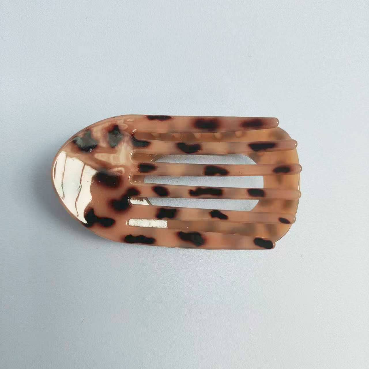 Leopard Oval Flat Hair Clip for Women