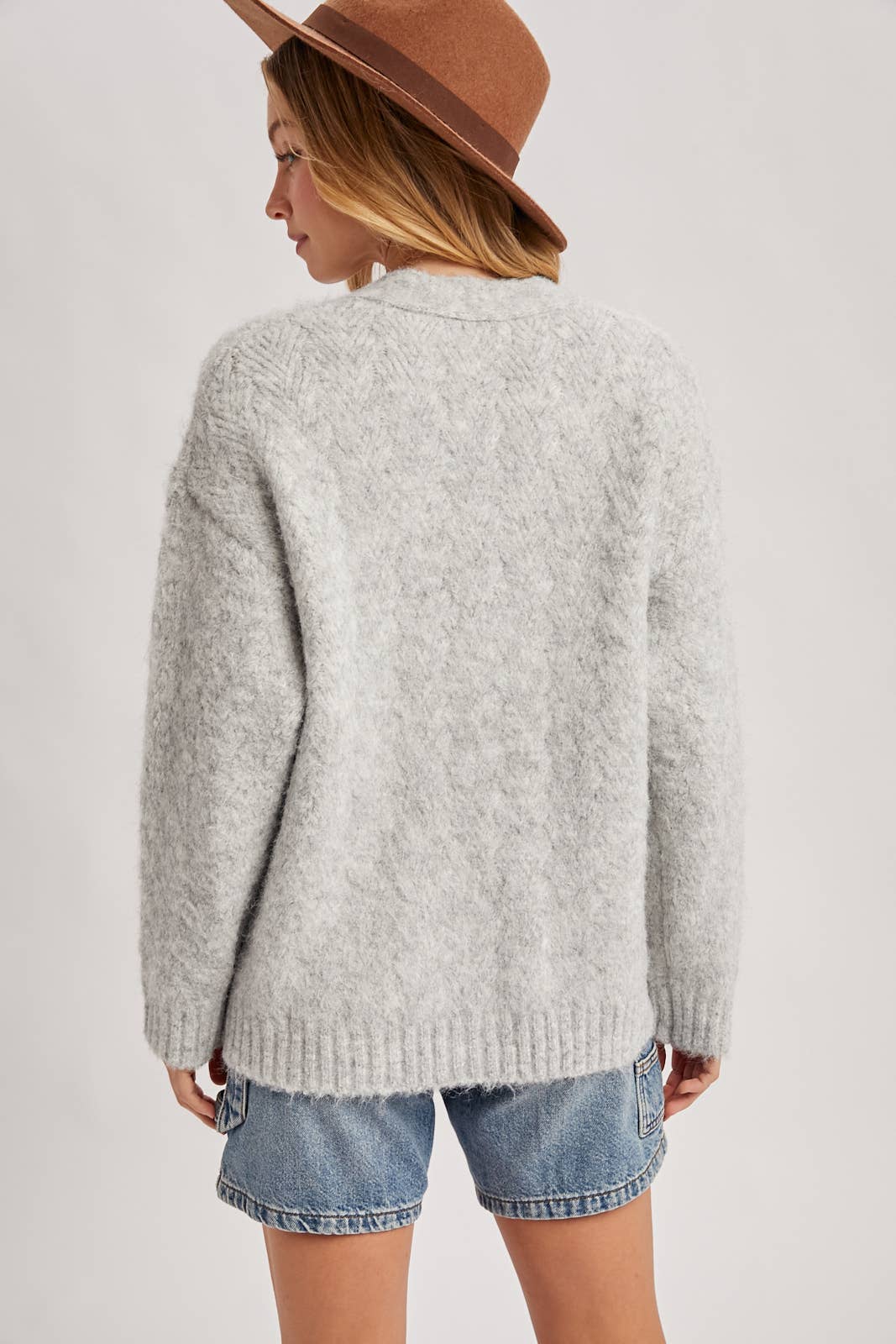 Latte Button Down Knit Sweater Cardigan