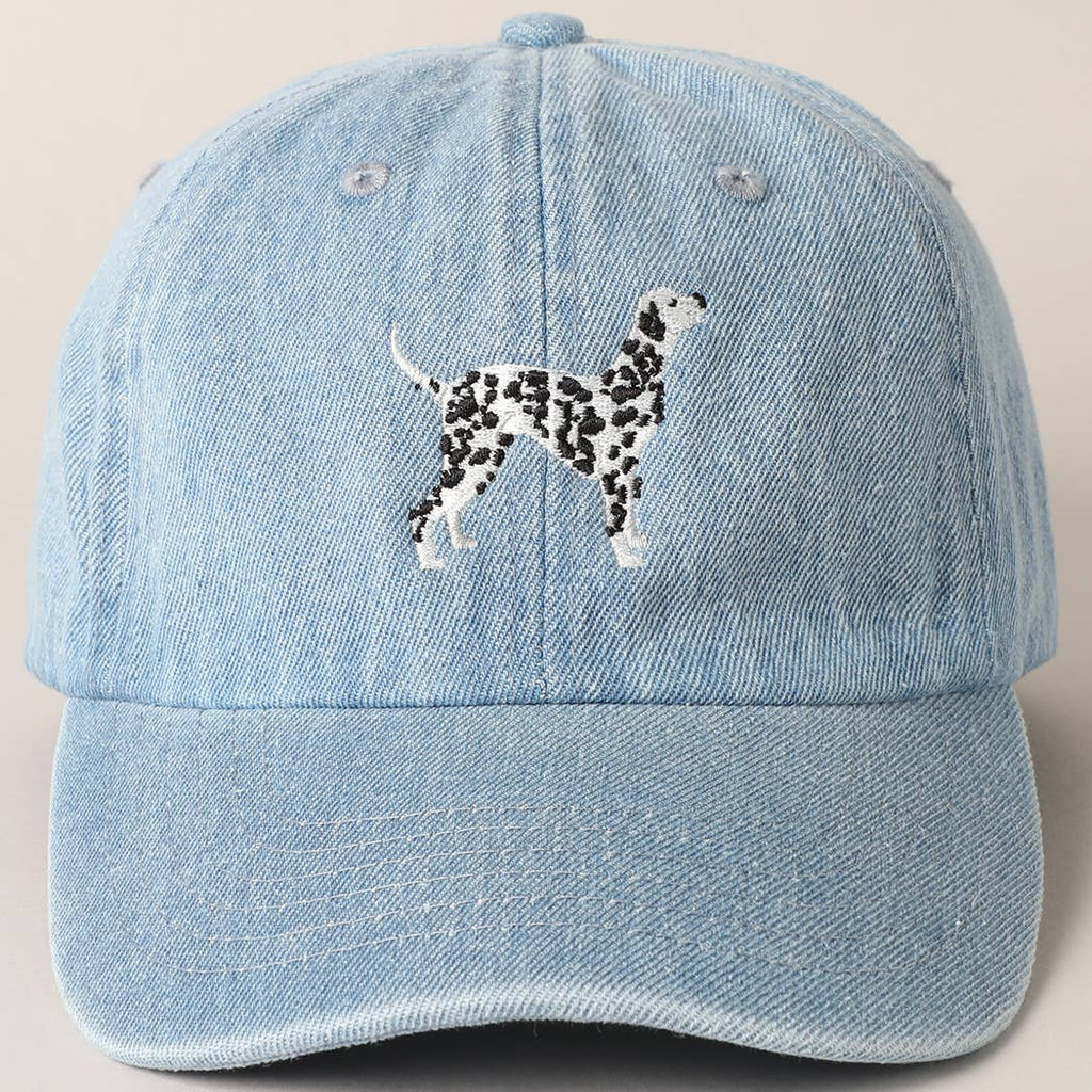 Denim Dalmatian Dog Embroidered Baseball Cap
