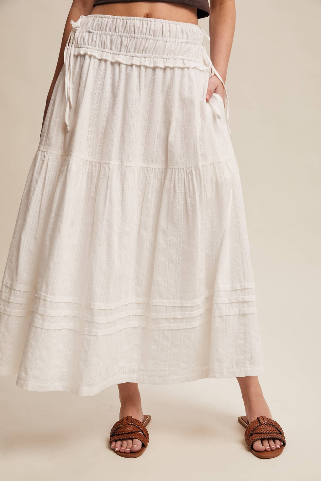 Off White Cotton Maxi Skirt
