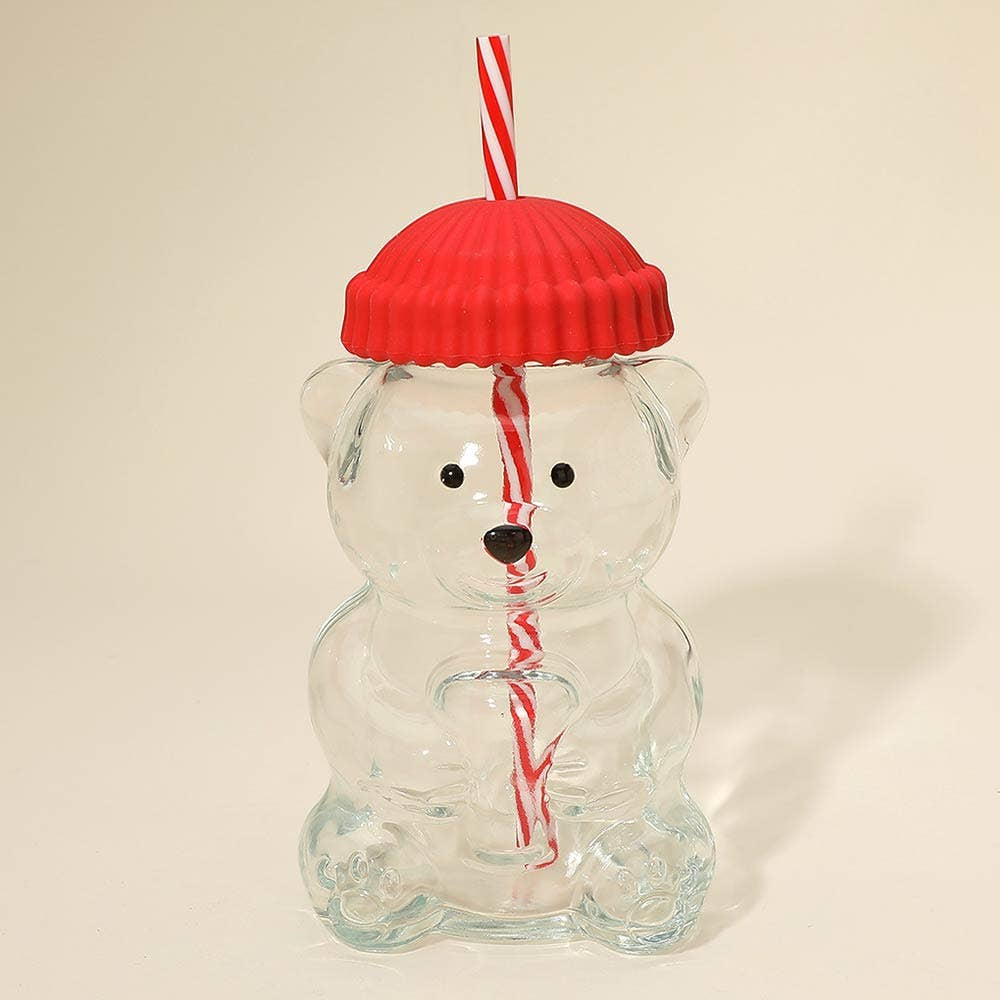 Red Cute Bear Shaped Glass
