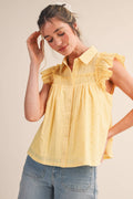 Yellow Cream Ruffle Top