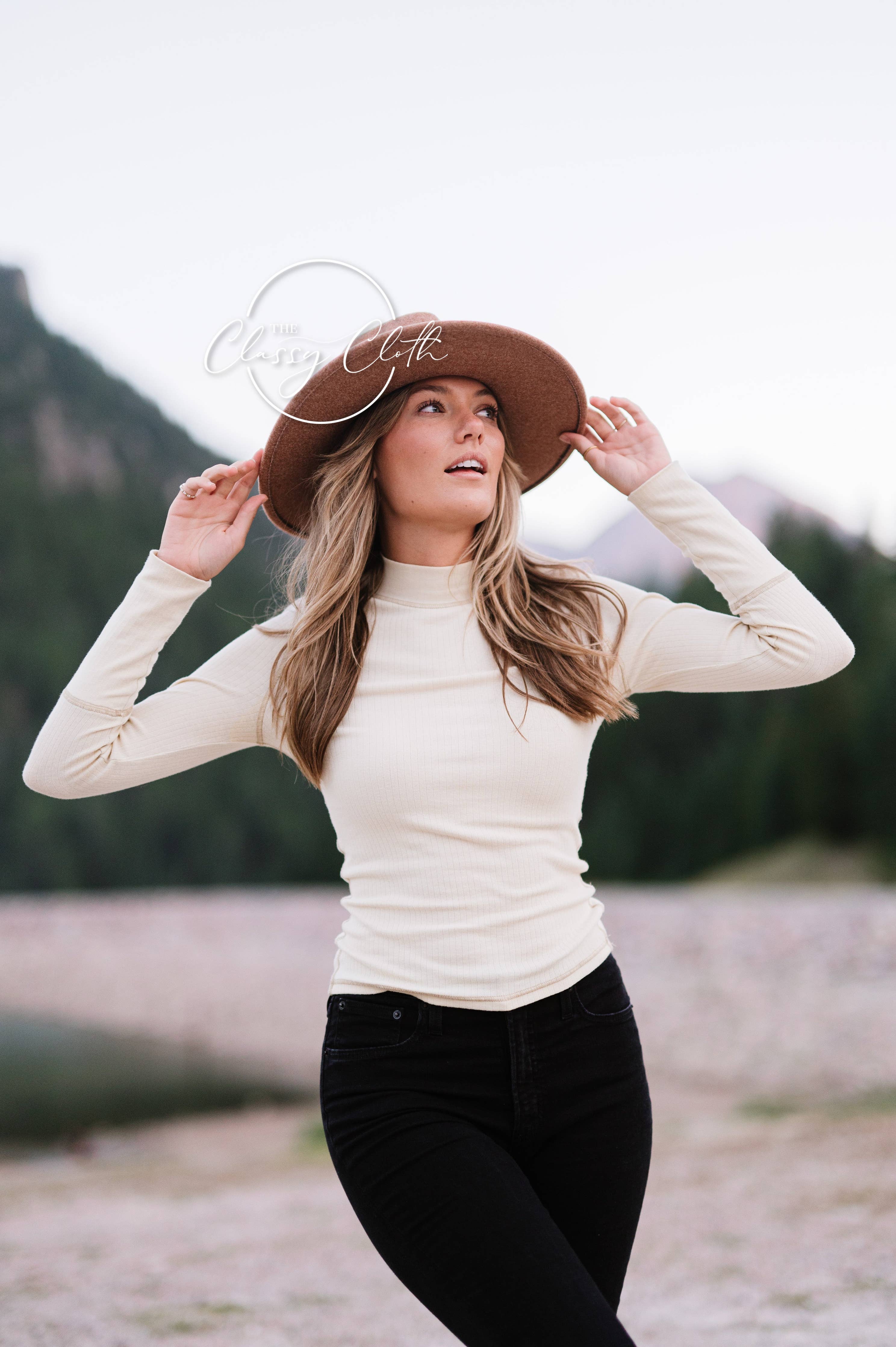 Camel Wool Blend Wide Brim Western Hat