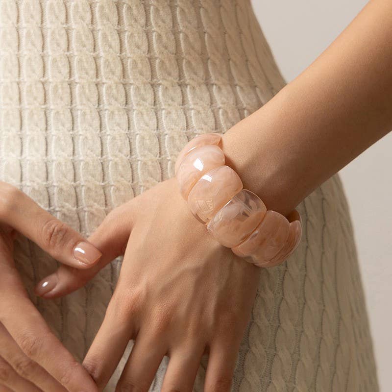 Pink Color-Block Acrylic Stretch Cord Bracelet
