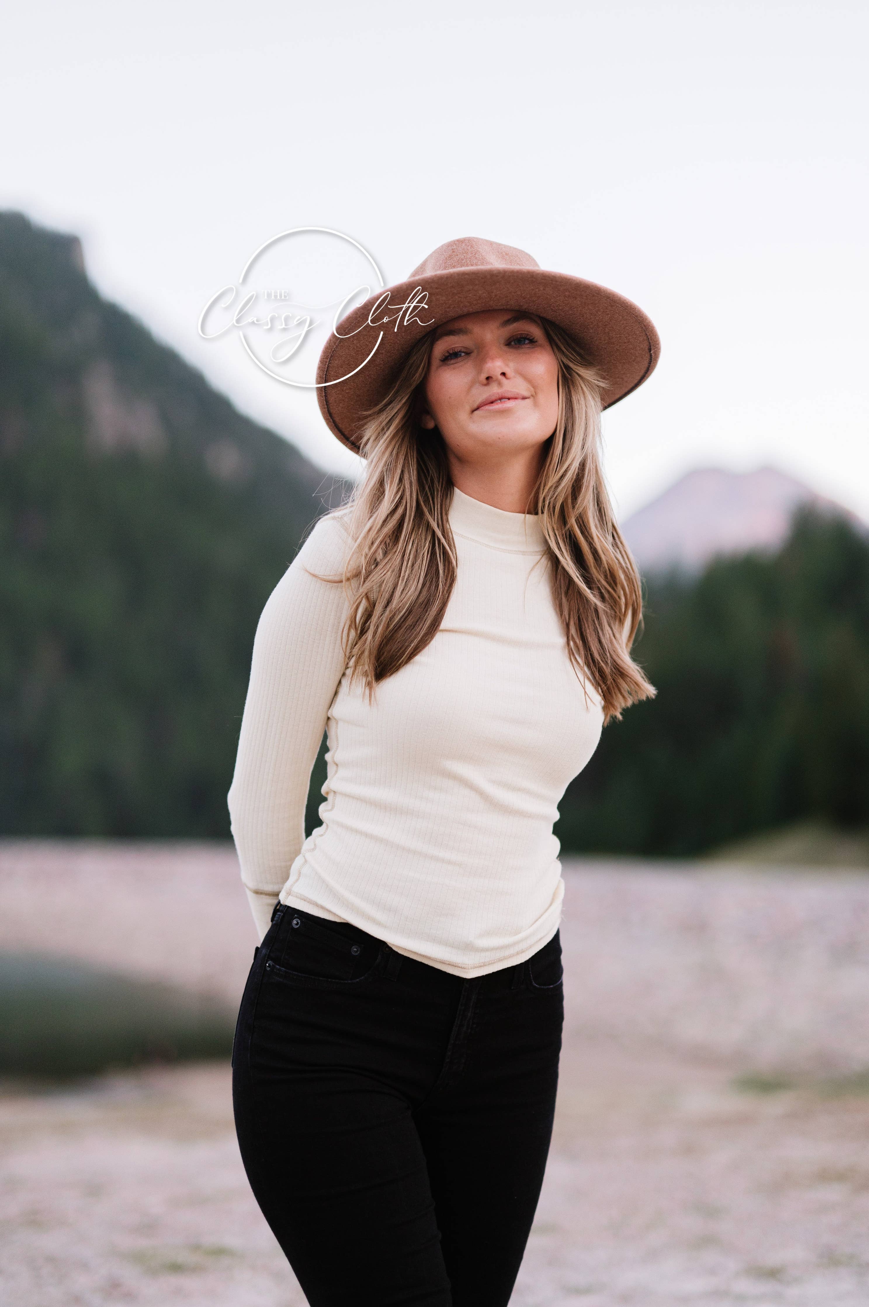 Camel Wool Blend Wide Brim Western Hat
