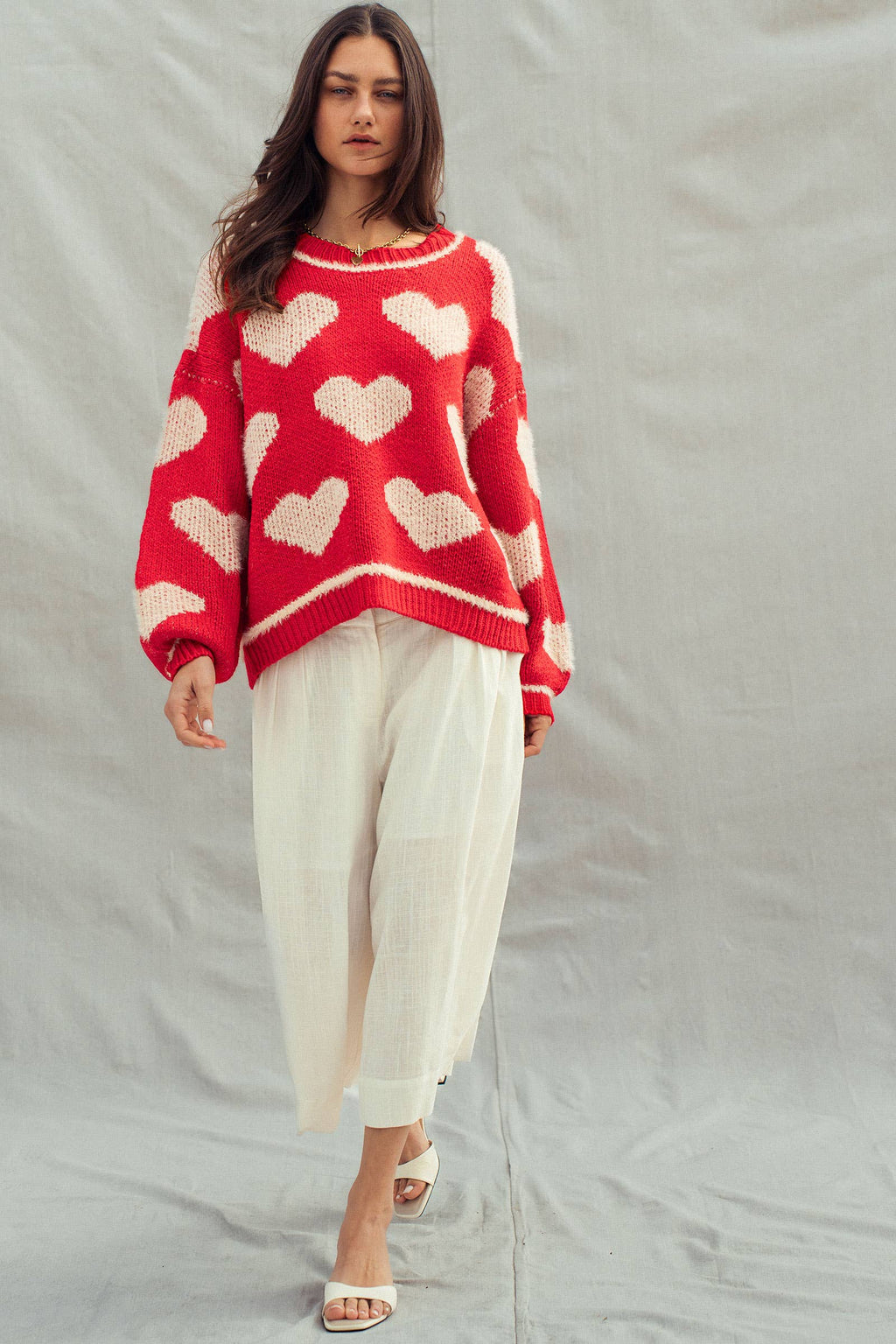 Red Oversized Heart Sweater