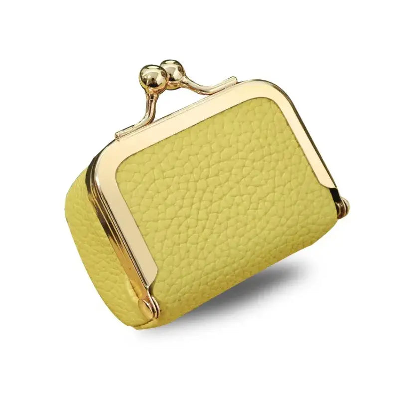 Yellow Mini Leather Coin or Jewelry Purse