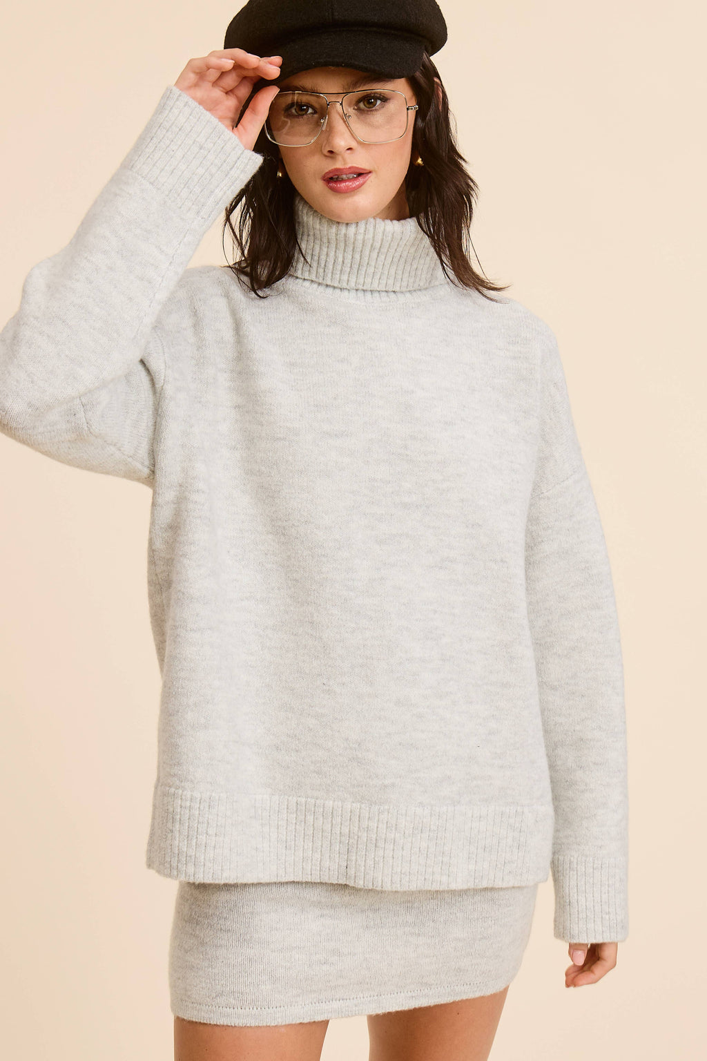 Heather Grey Knit Mini Skirt