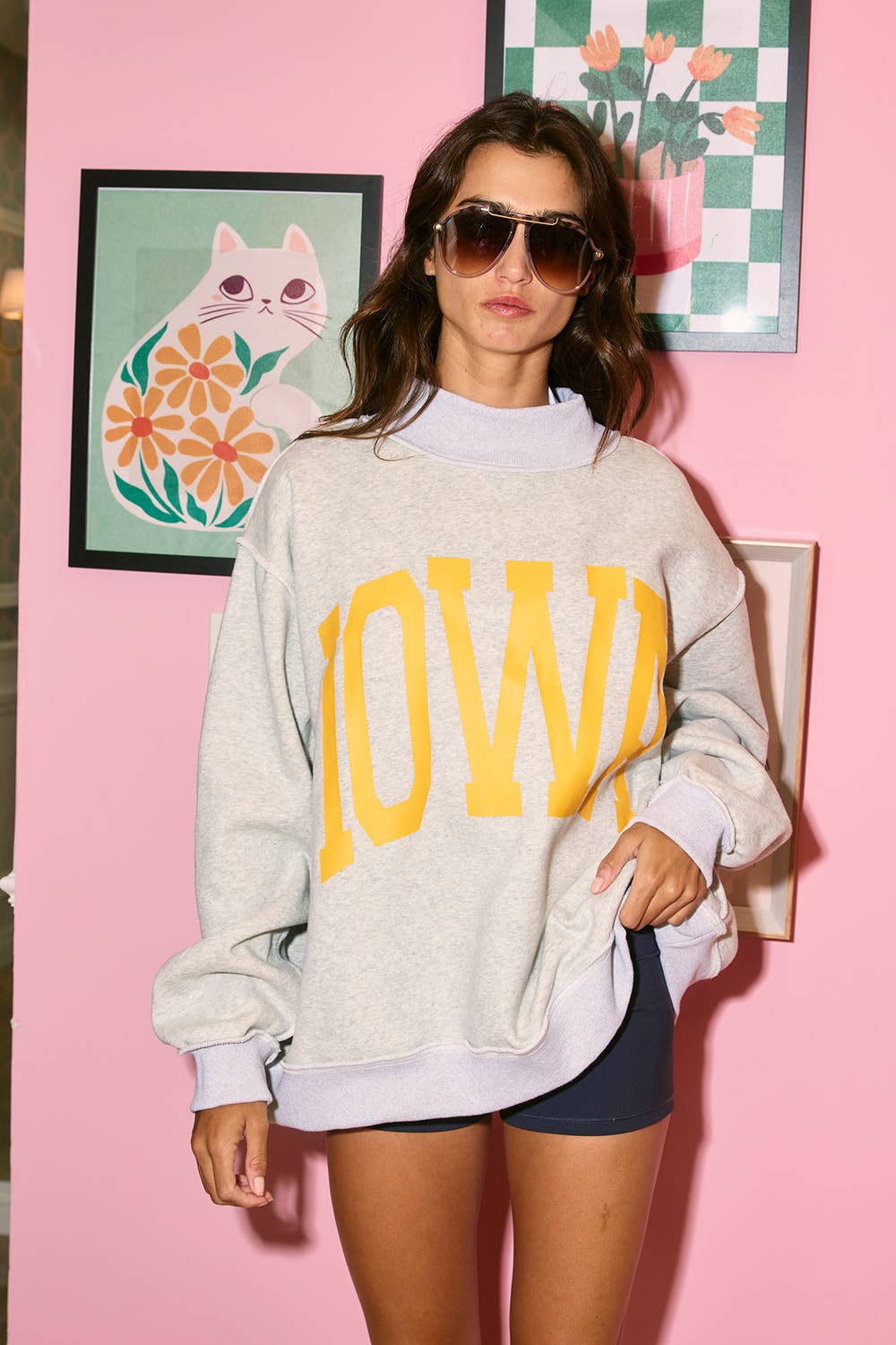 'IOWA & IA' Reversible Mock Neck Sweatshirt