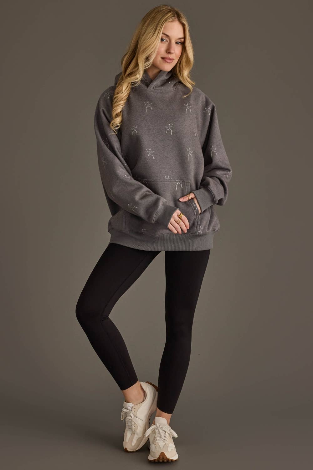 Charcoal Dancing Skeletons Hooded Sweatshirt