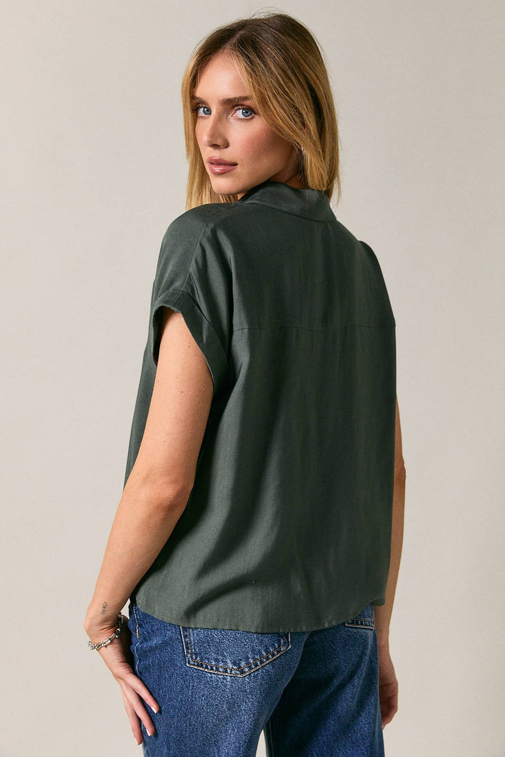 Green Collard Button Down Shirt