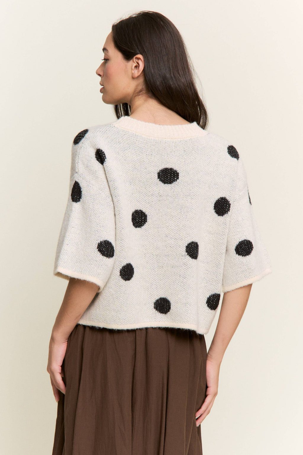 Ivory & Black Polka Dot Knit Sweater