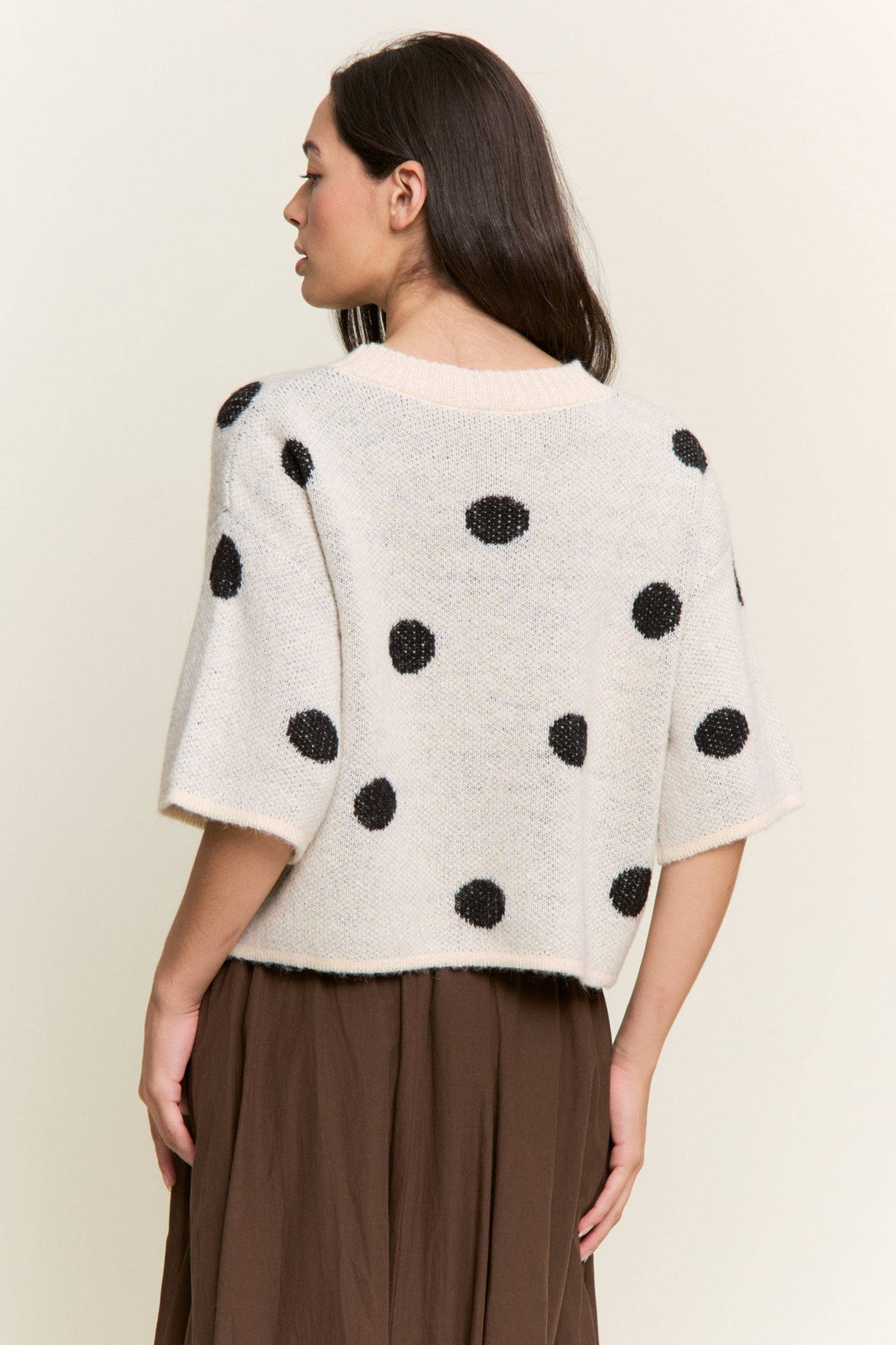 Ivory & Black Polka Dot Knit Sweater