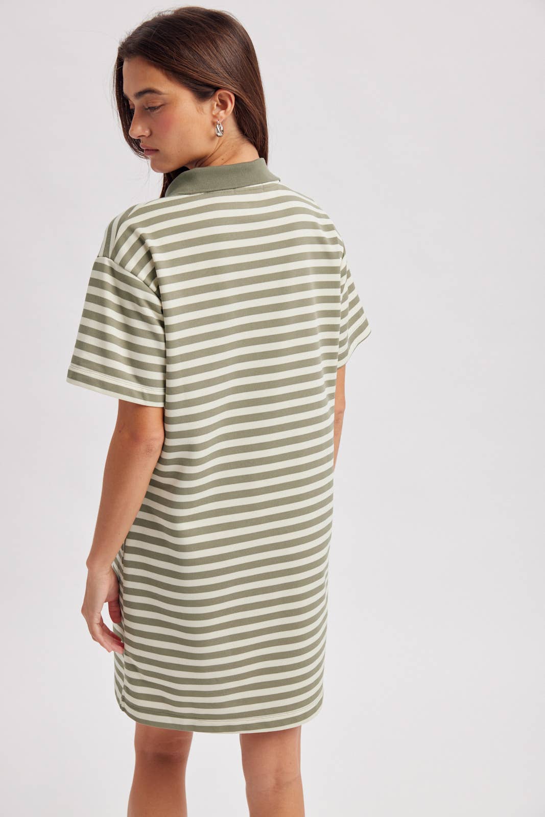 Olive & Cream Striped T-Shirt Mini Dress