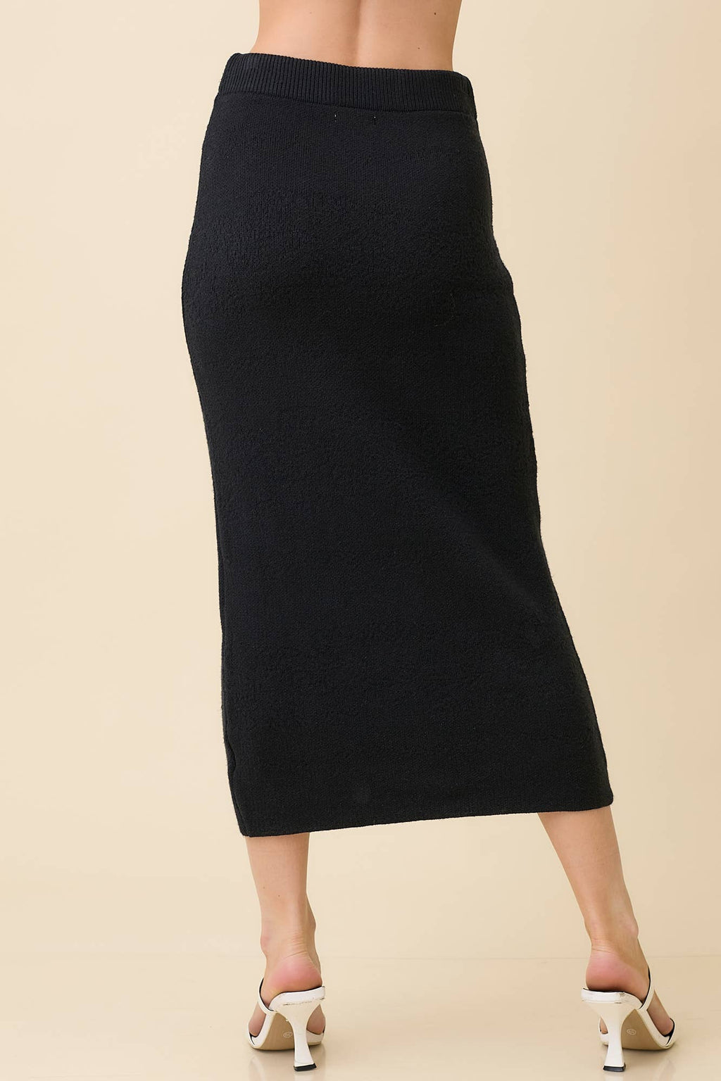 Black Midi Sweater Knit Skirt
