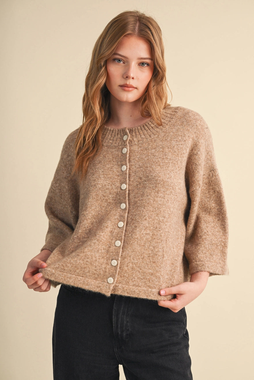 Mocha Brown Elbow Sleeve Cardigan