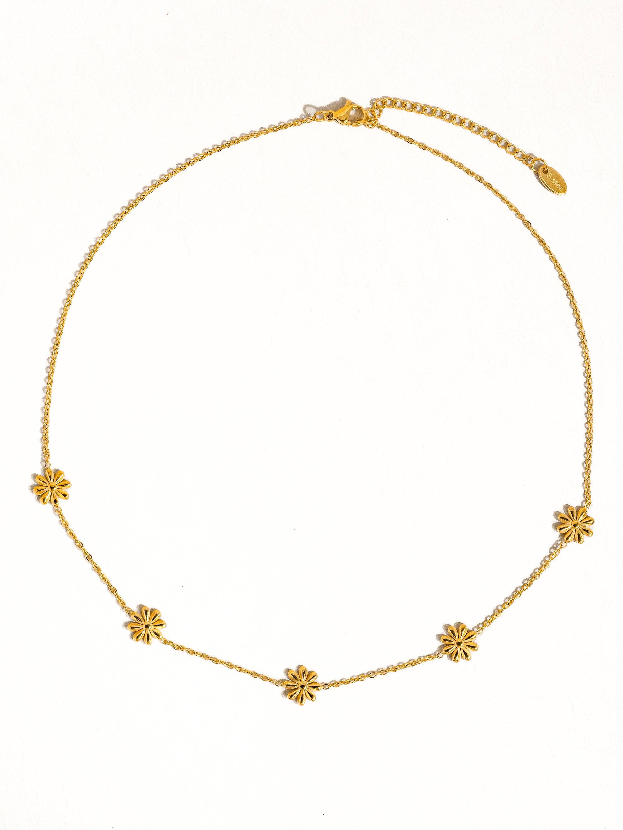 Yellow Gold Sundown Non-Tarnish Festival Daisy Chain Necklace