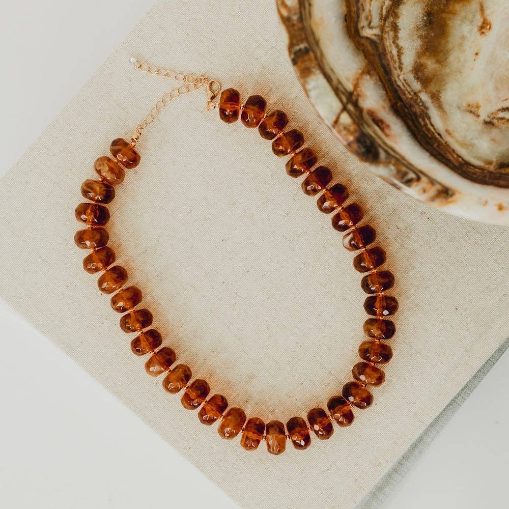 Brown Pebbles Resin Beaded Necklace