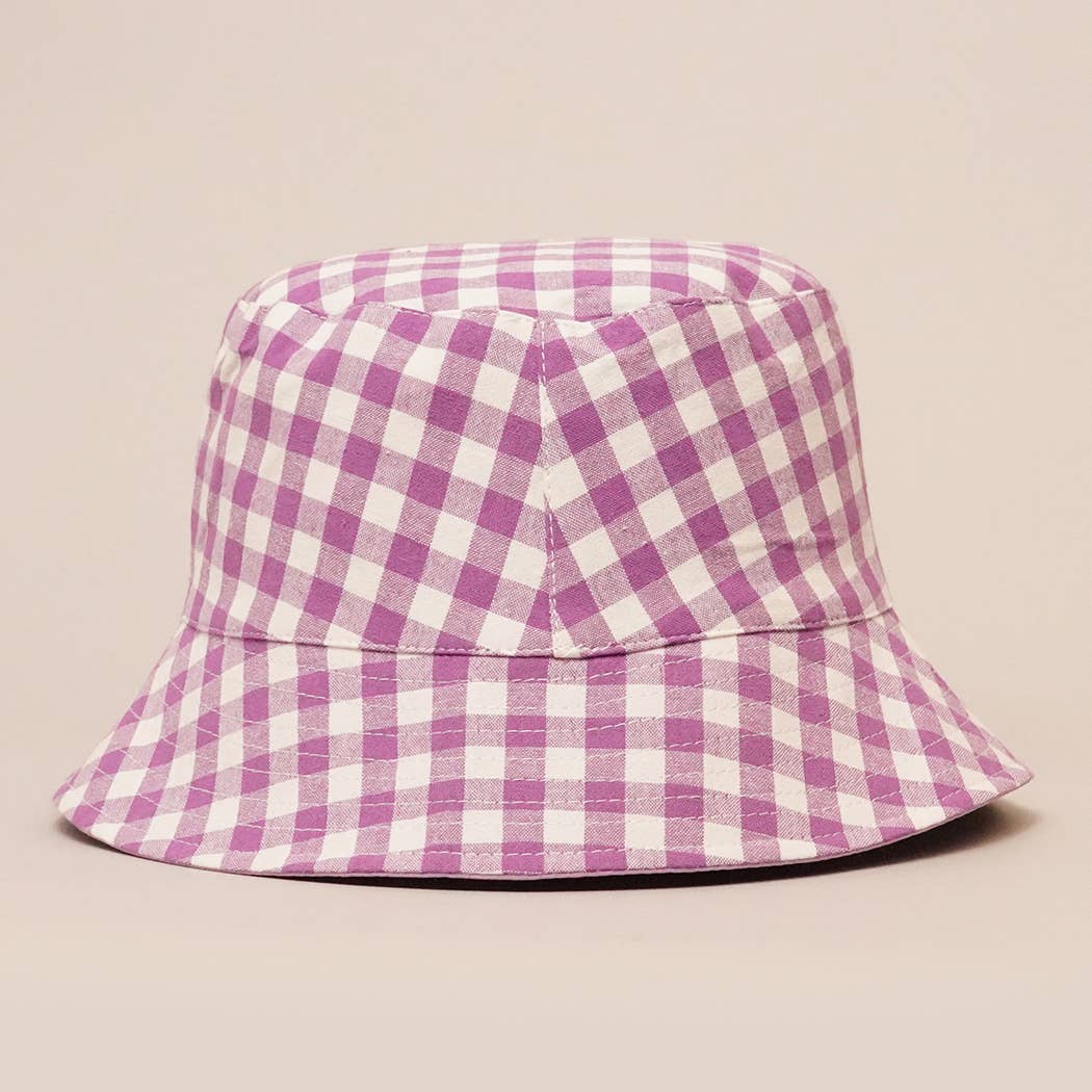 Purple Gingham Reversible Bucket Hat