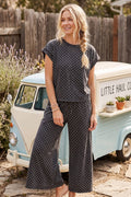 Blackish Charcoal Dot Lounge Bottoms